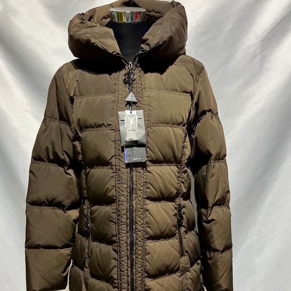 New Duck Down Flash Geo Super Warm Winter Coat & Puffer Jacket Large in Tan - Picture 8 of 14